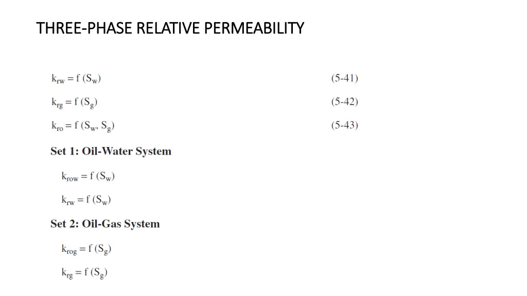 three three phase relative permeability phase