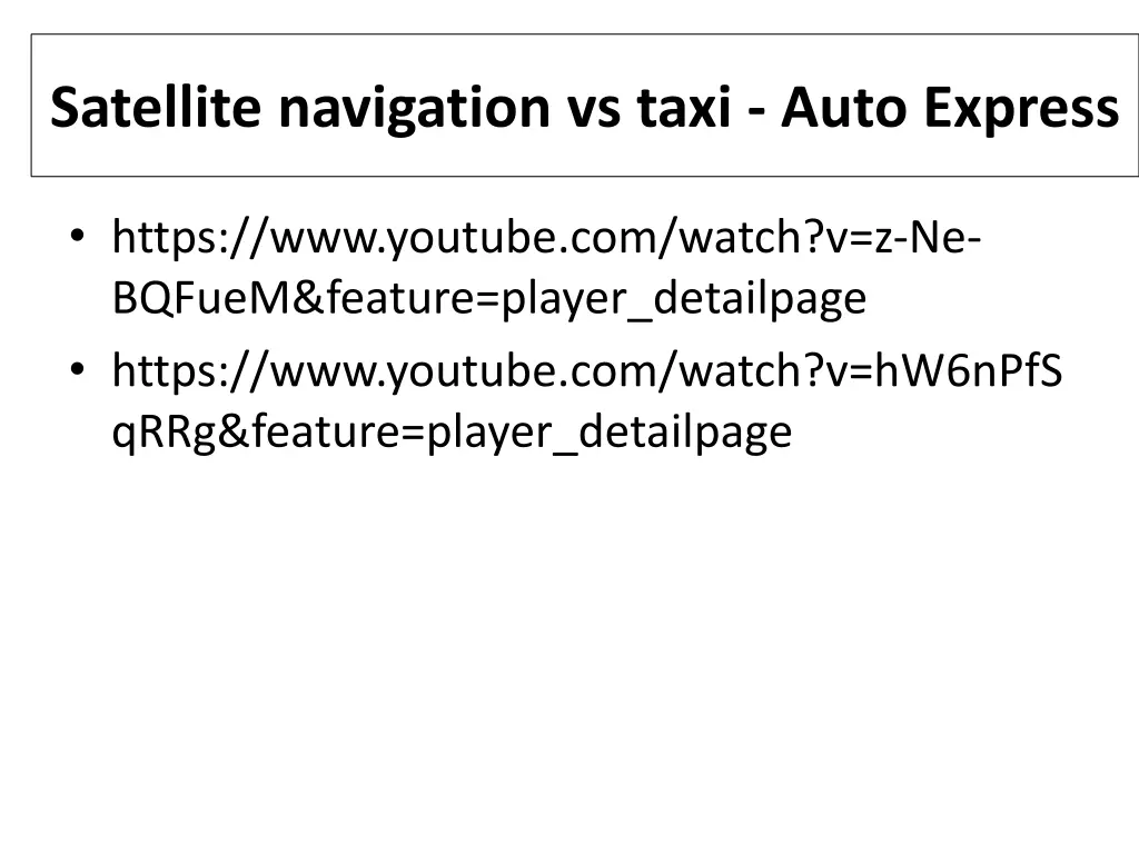 satellite navigation vs taxi auto express