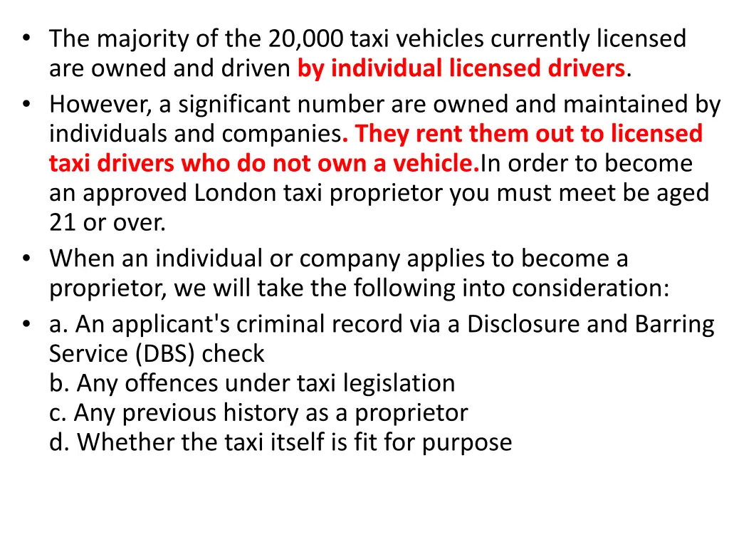 the majority of the 20 000 taxi vehicles