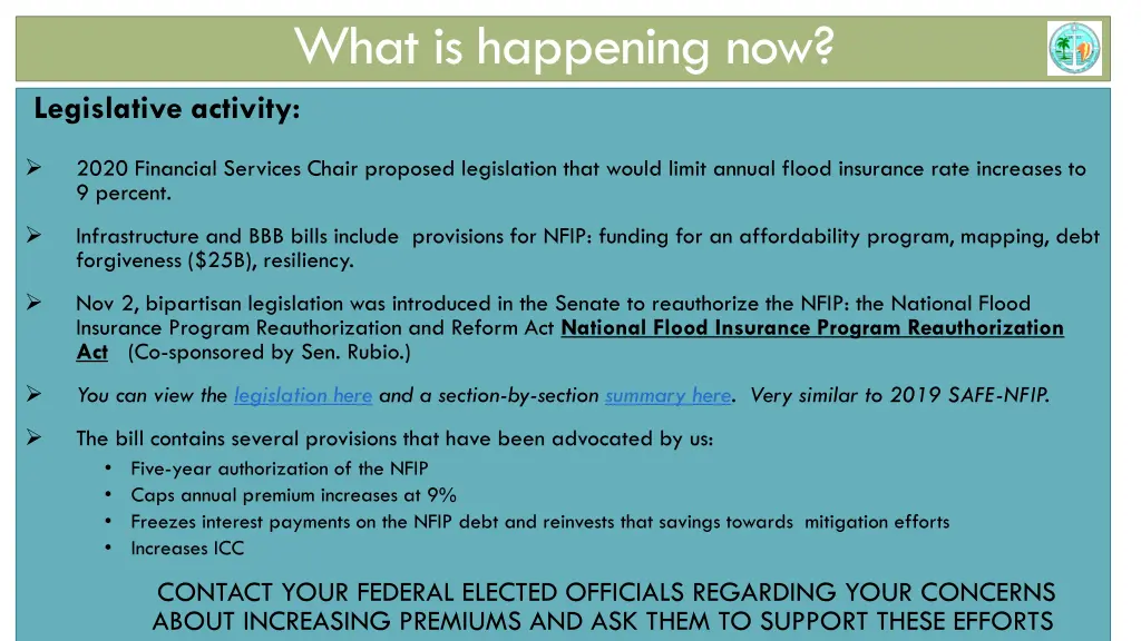 what is happening now legislative activity