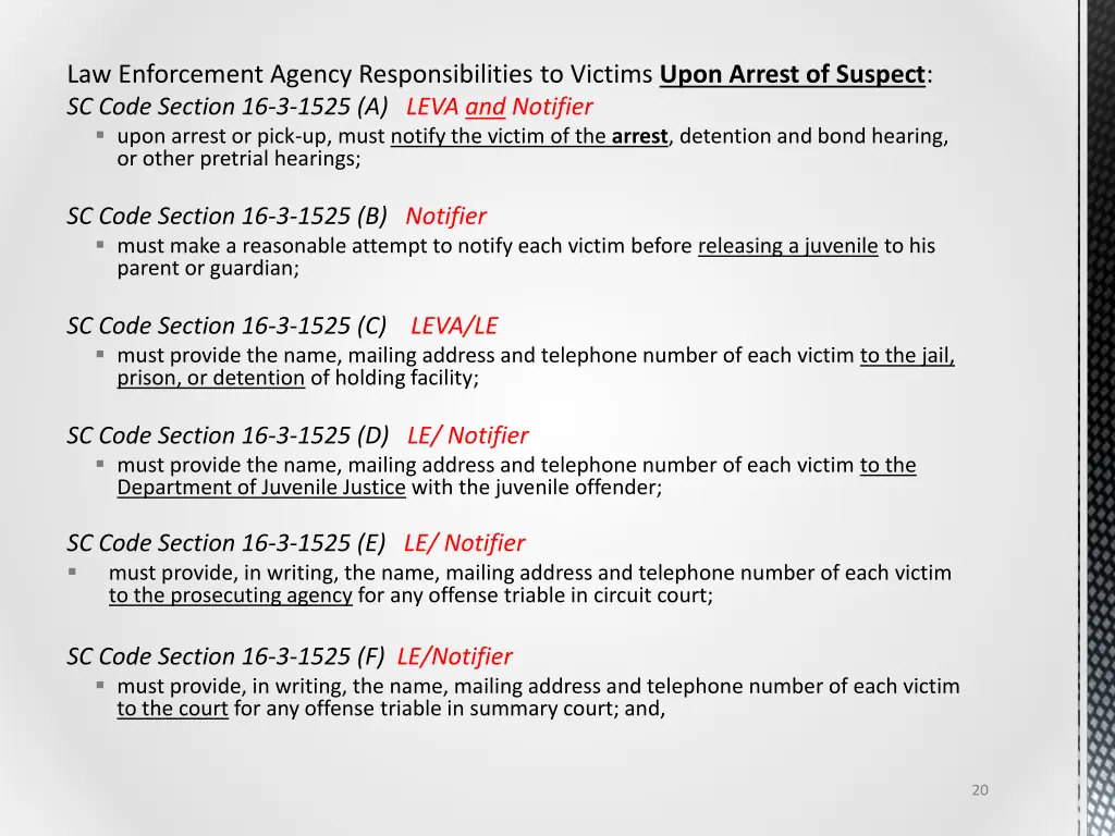law enforcement agency responsibilities
