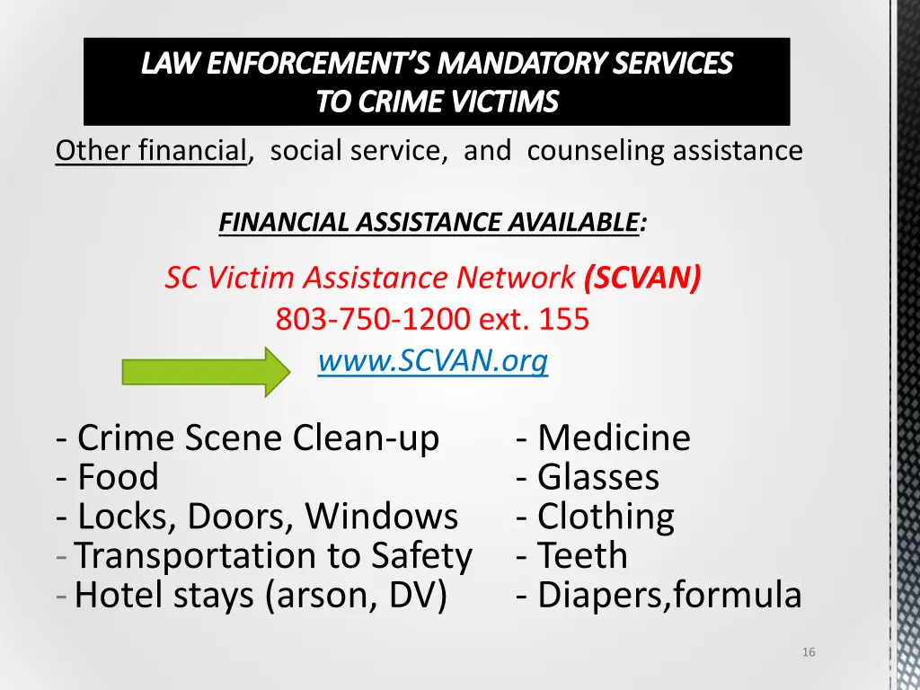 law enforcement s mandatory services to crime 1