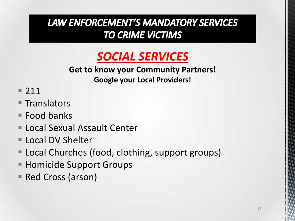 law enforcement s mandatory services to crime 2