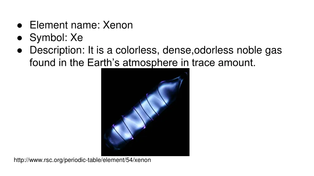 element name xenon symbol xe description