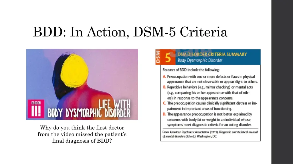 bdd in action dsm 5 criteria