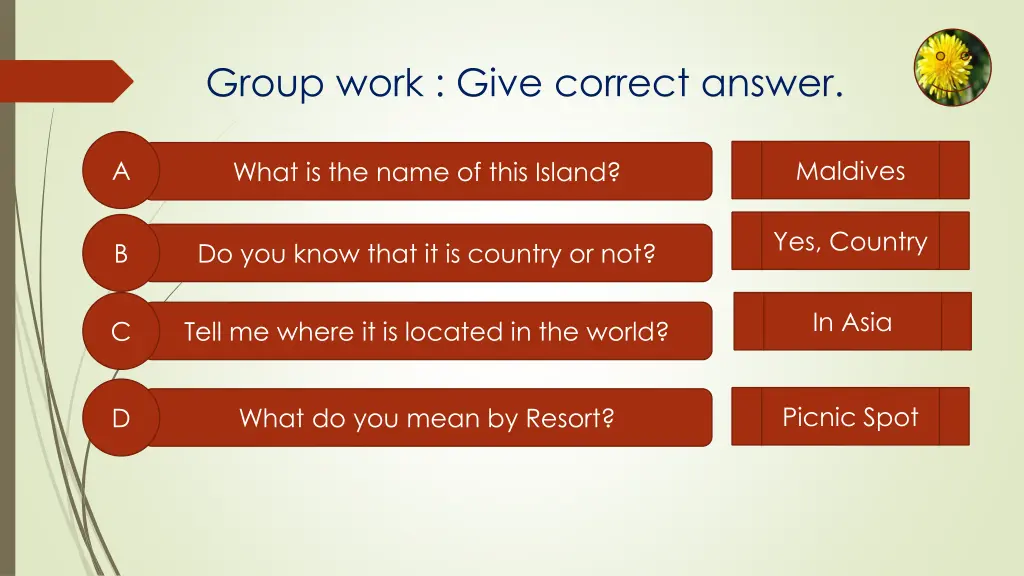 group work give correct answer