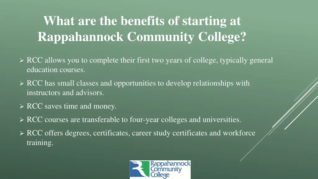 what are the benefits of starting at rappahannock
