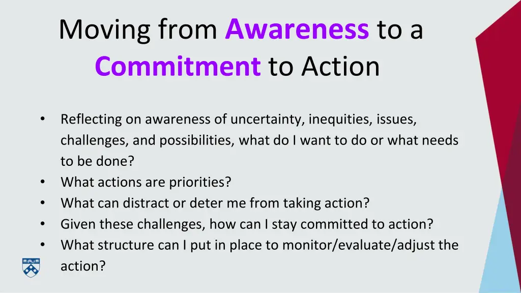 moving from awareness to a commitment to action