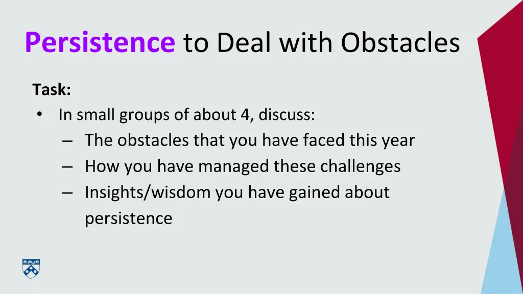 persistence to deal with obstacles 1