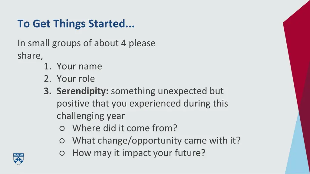to get things started