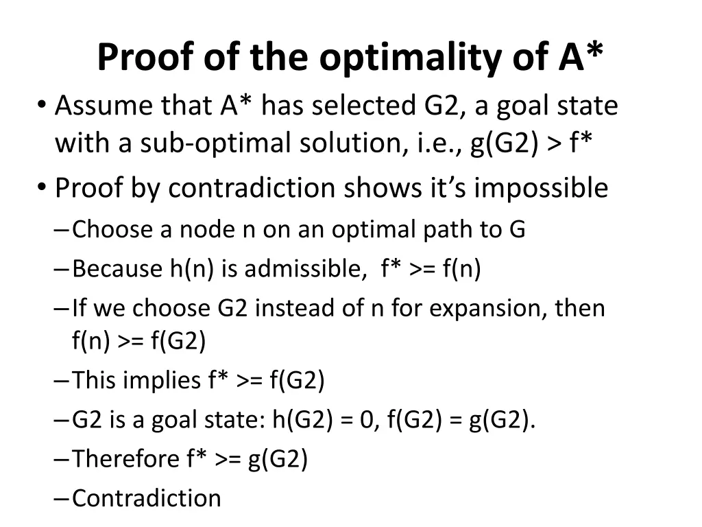 proof of the optimality of a assume that