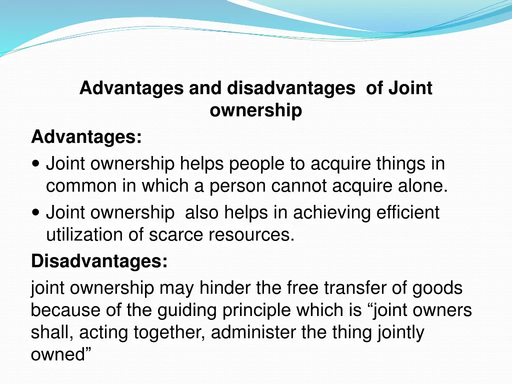 advantages and disadvantages of joint ownership