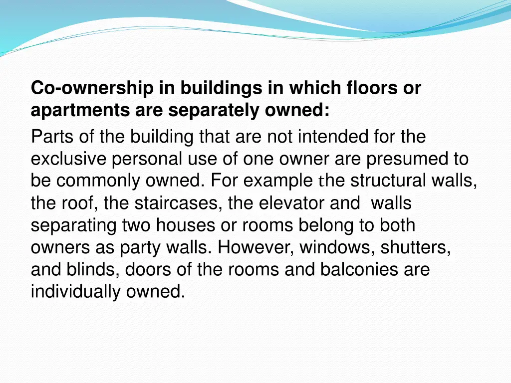 co ownership in buildings in which floors