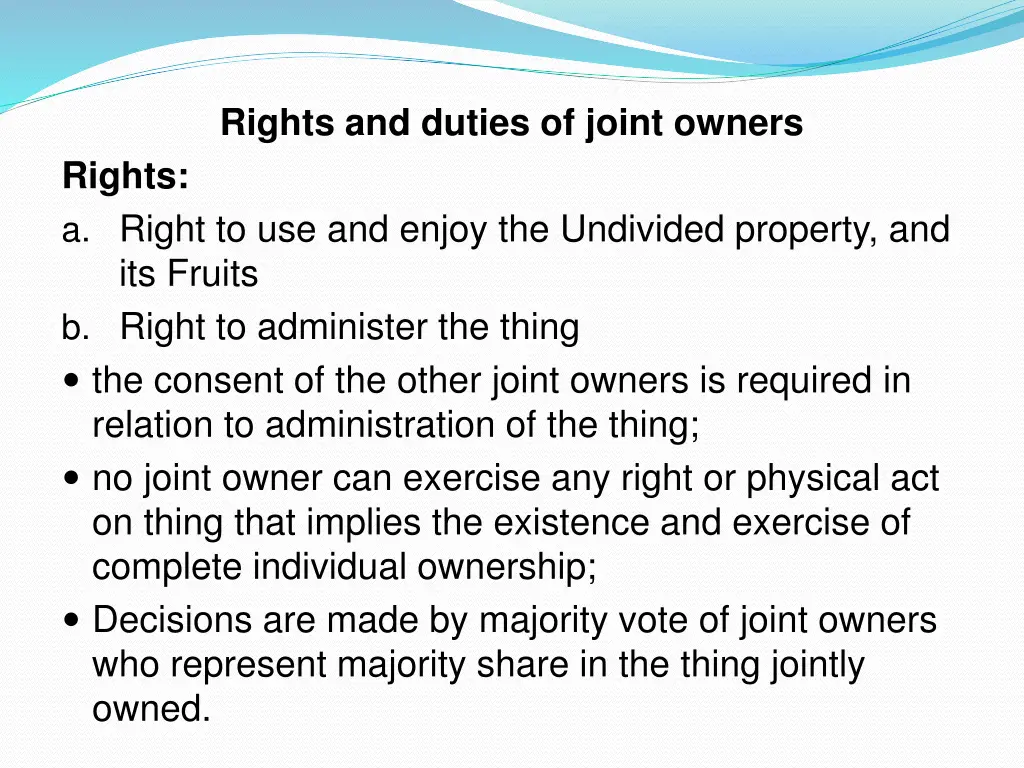 rights and duties of joint owners
