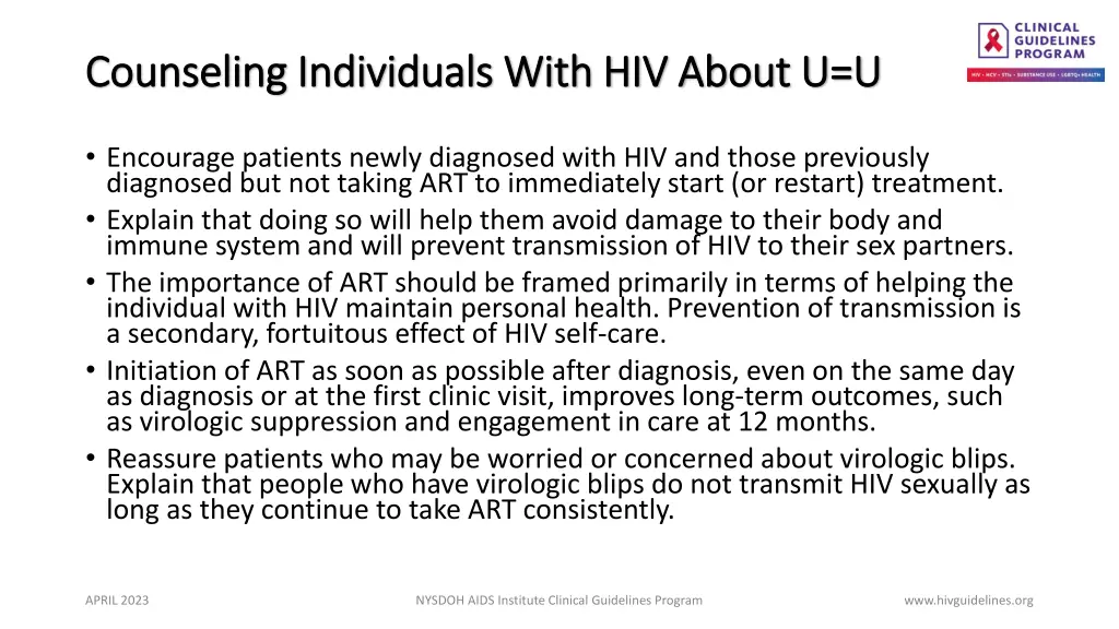 counseling individuals with hiv about