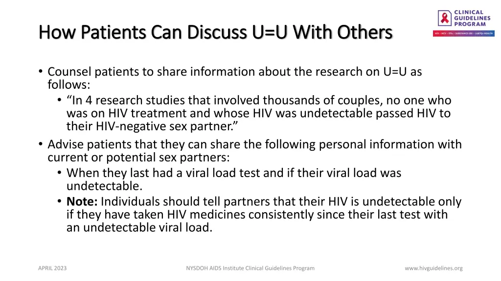 how patients can discuss u u with others