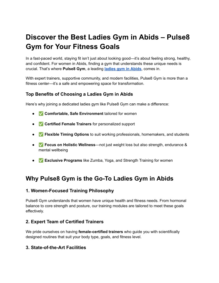 discover the best ladies gym in abids pulse8