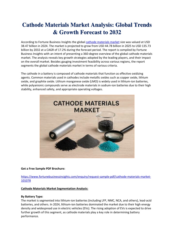 cathode materials market analysis global trends