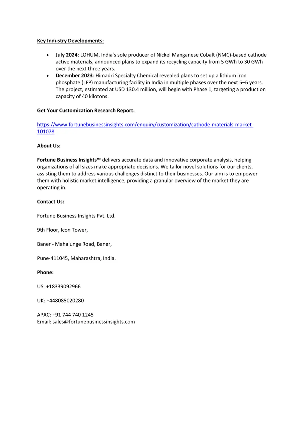 key industry developments