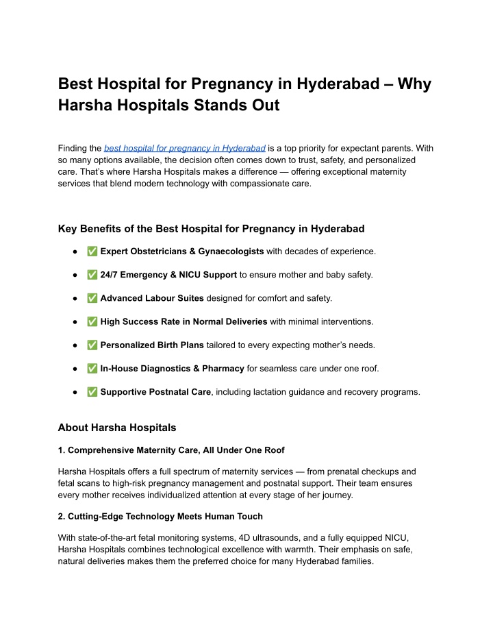 best hospital for pregnancy in hyderabad