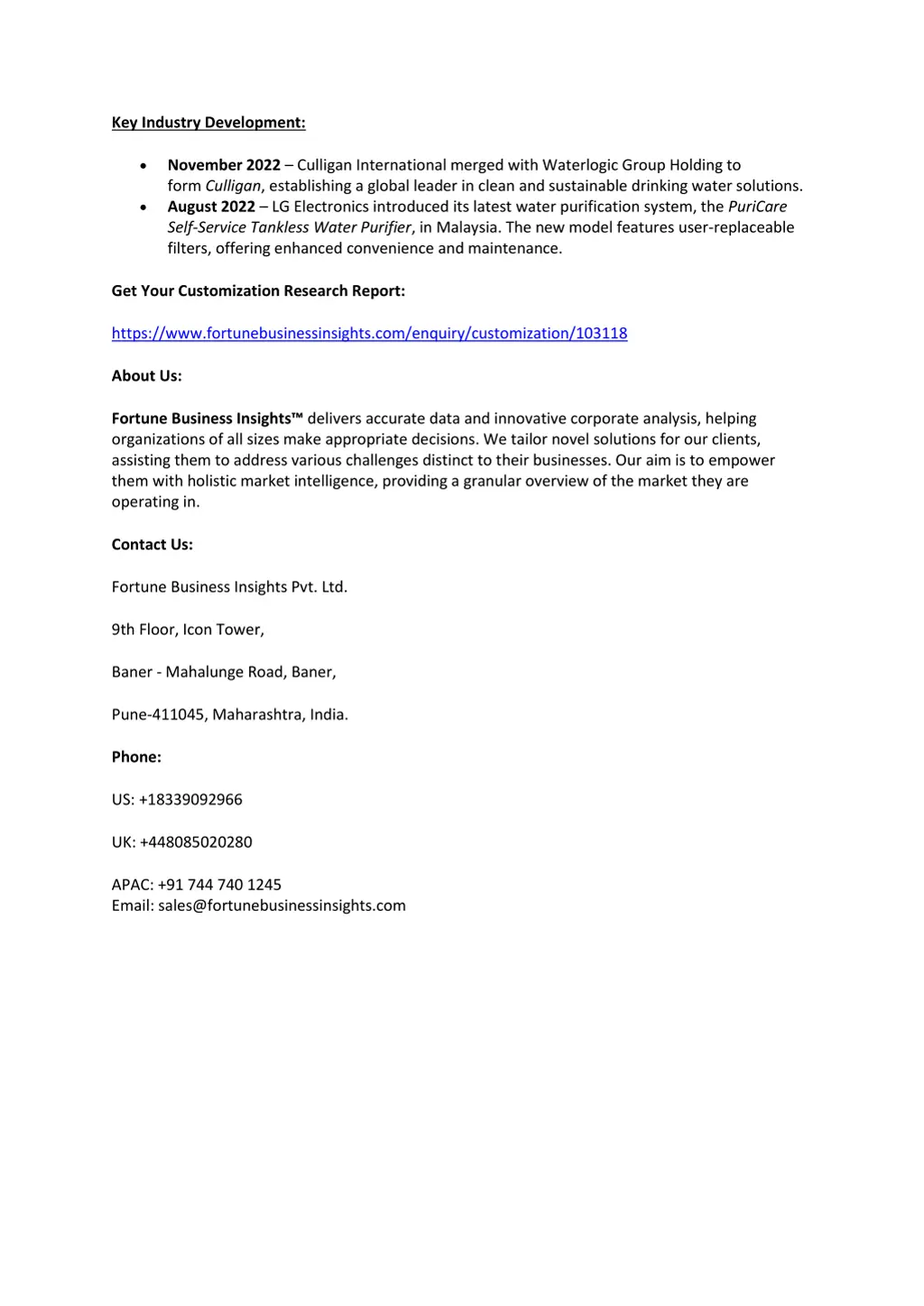 key industry development