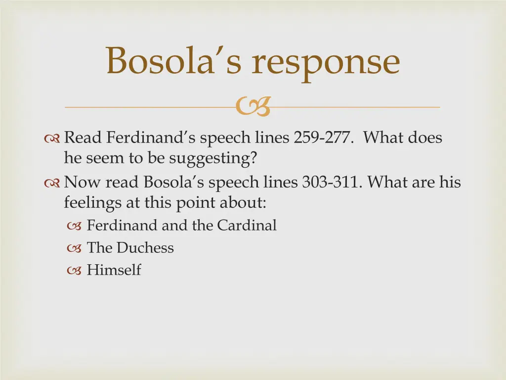bosola s response