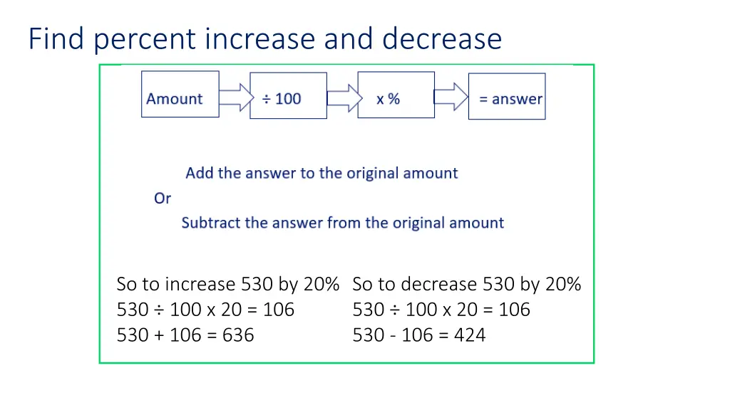 find percent increase and decrease
