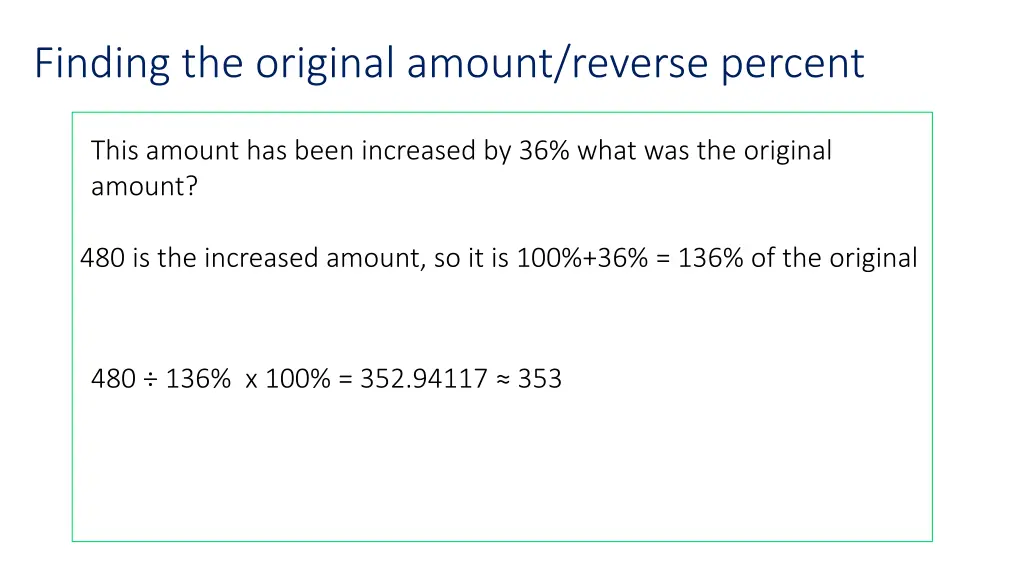 finding the original amount reverse percent 2