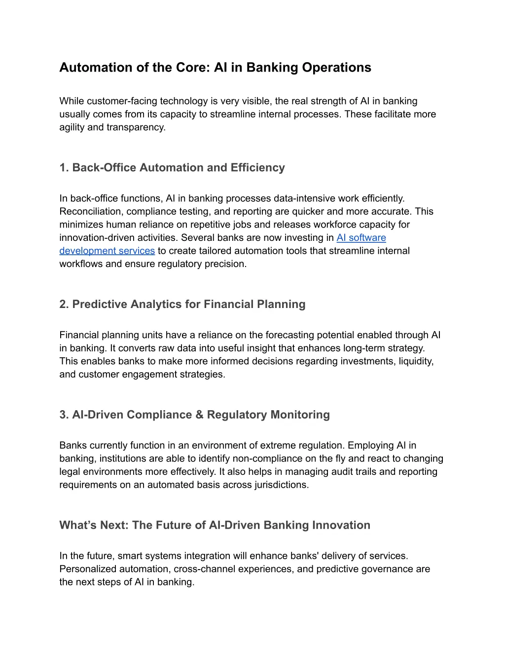 automation of the core ai in banking operations