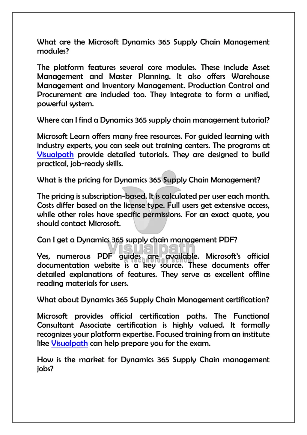 what are the microsoft dynamics 365 supply chain
