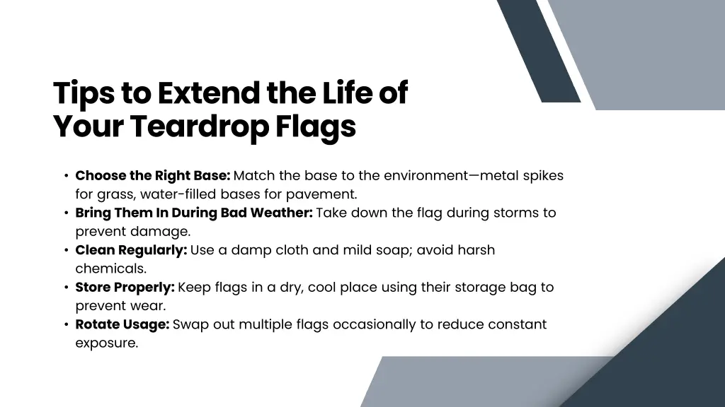 tips to extend the life of your teardrop flags