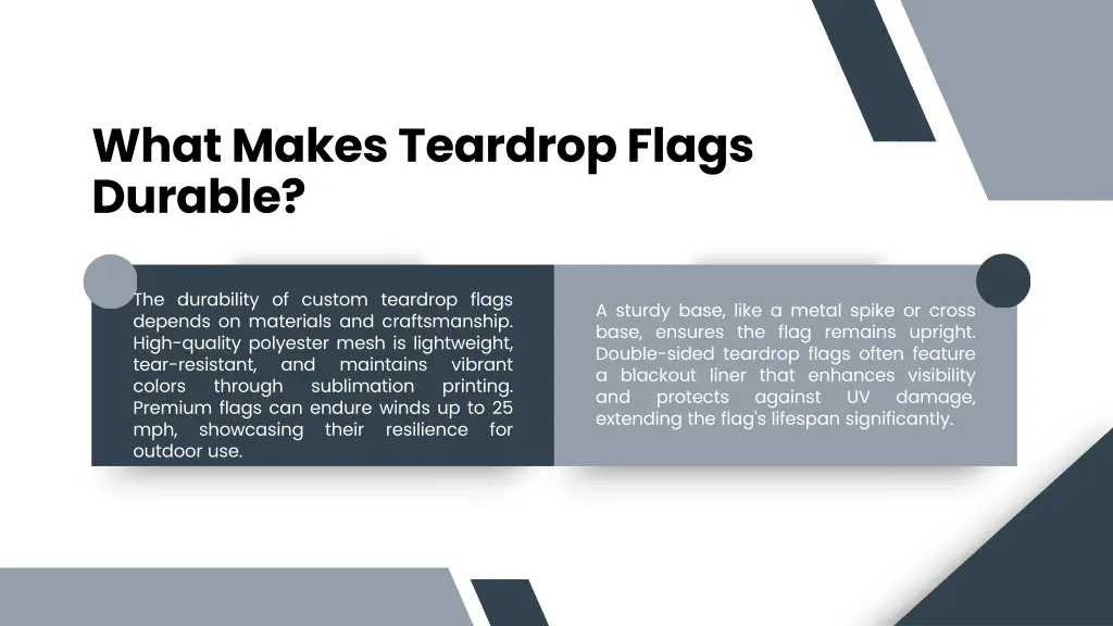 what makes teardrop flags durable