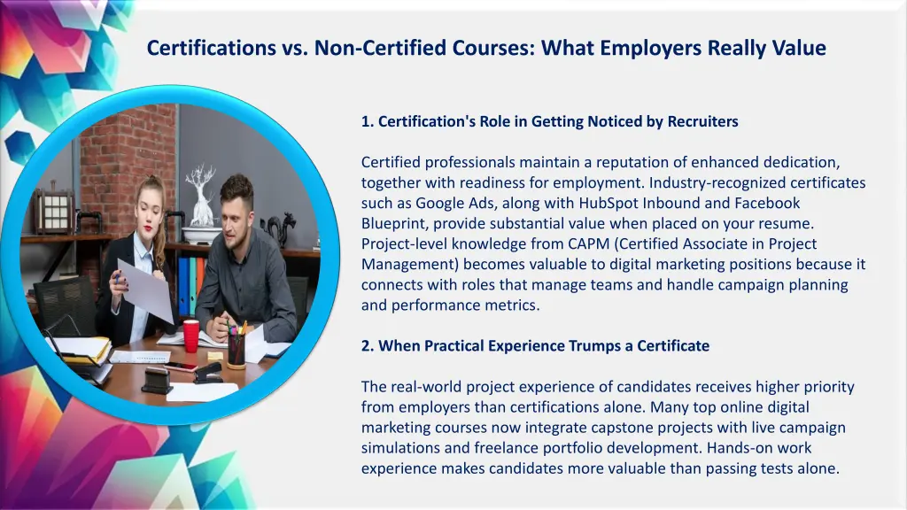 certifications vs non certified courses what