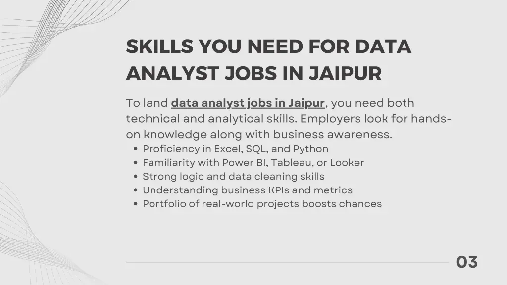 skills you need for data analyst jobs in jaipur