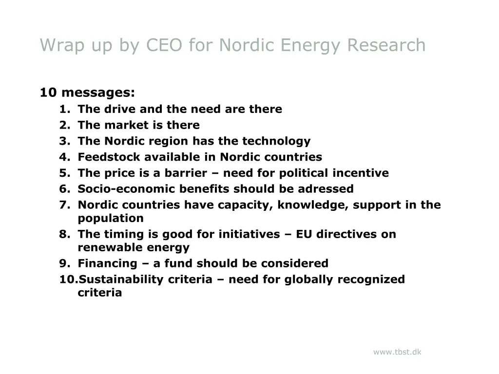 wrap up by ceo for nordic energy research