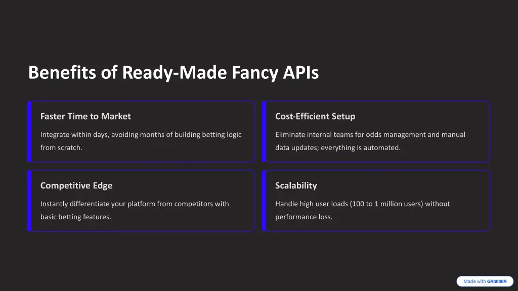 benefits of ready made fancy apis