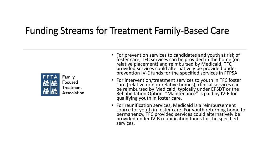 funding streams for treatment family funding