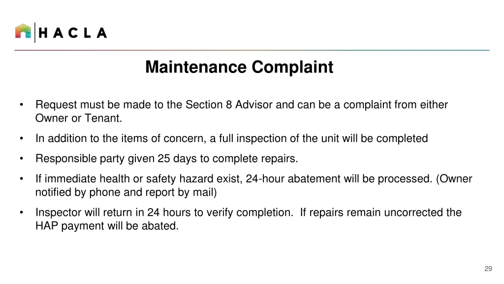 maintenance complaint