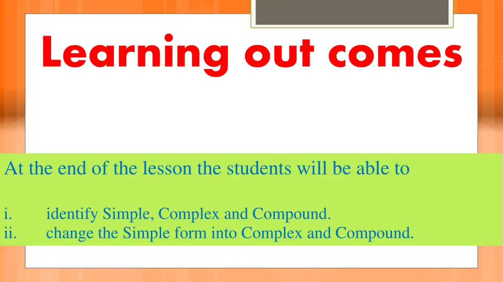 learning out comes