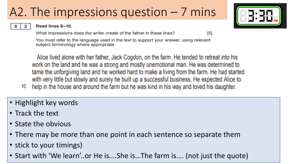 a2 the impressions question 7 mins