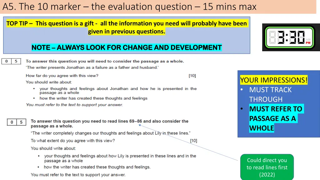 a5 the 10 marker the evaluation question 15 mins