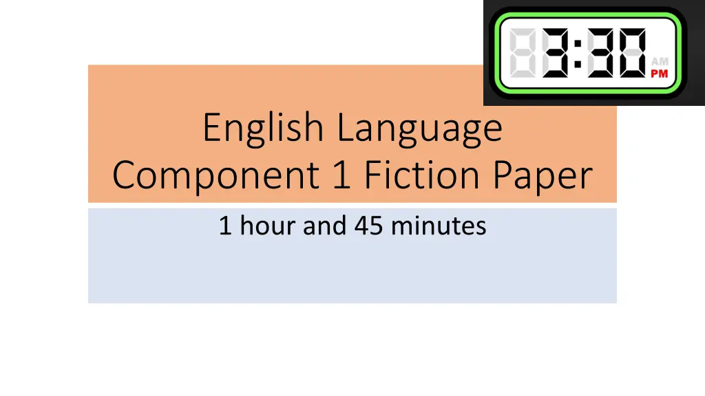 english language component 1 fiction paper 1 hour