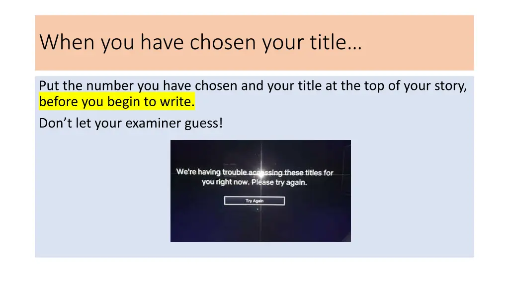 when you have chosen your title