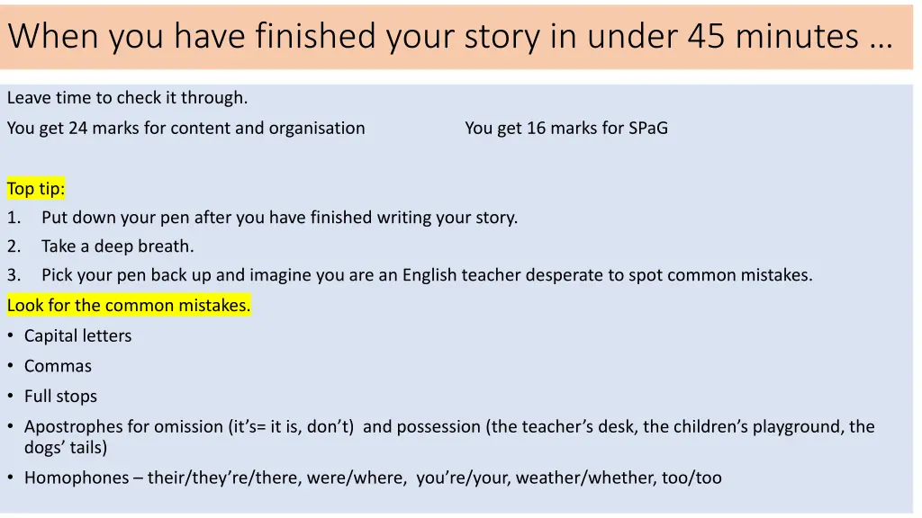 when you have finished your story in under