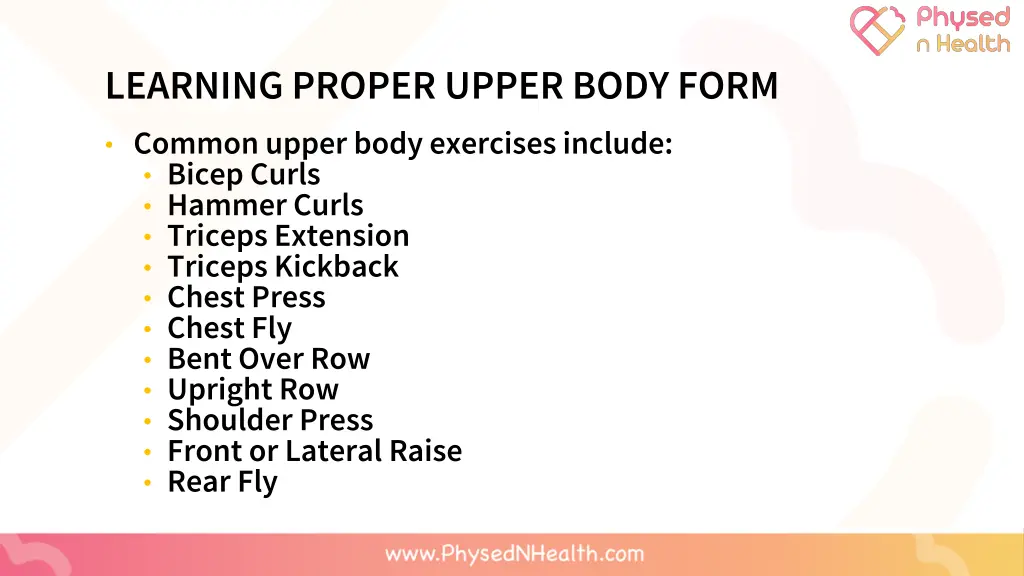 learning proper upper body form common upper body