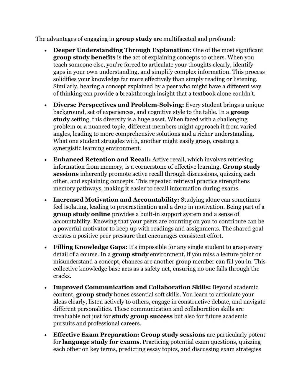 the advantages of engaging in group study