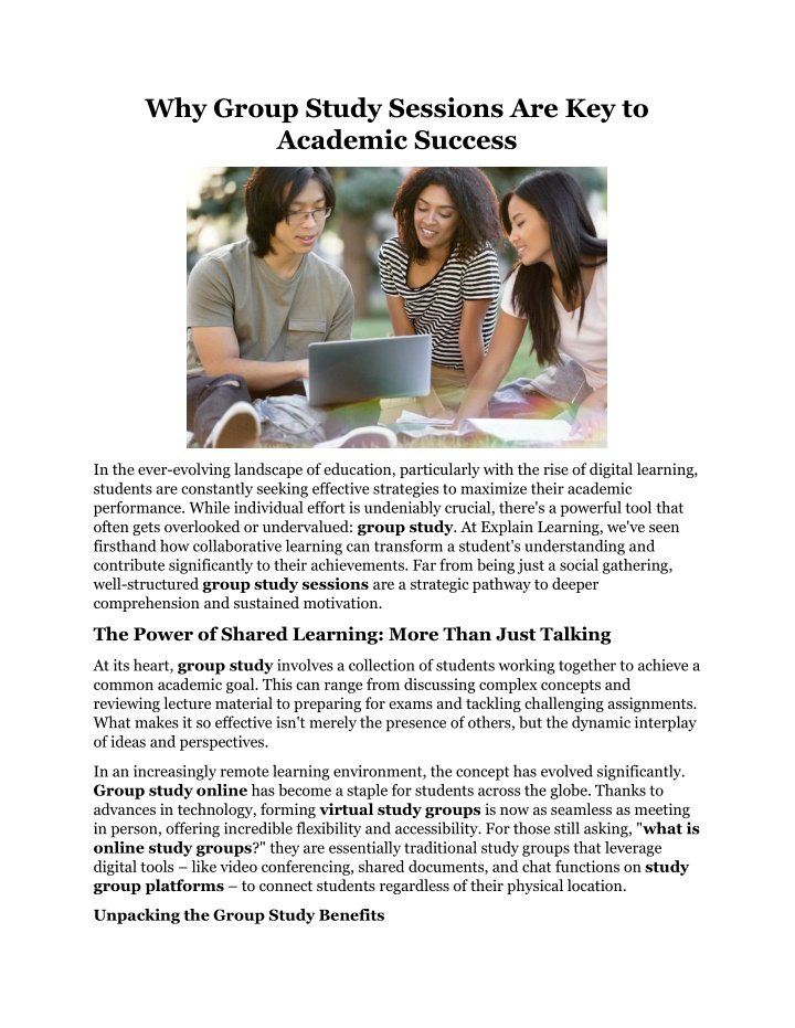 why group study sessions are key to academic