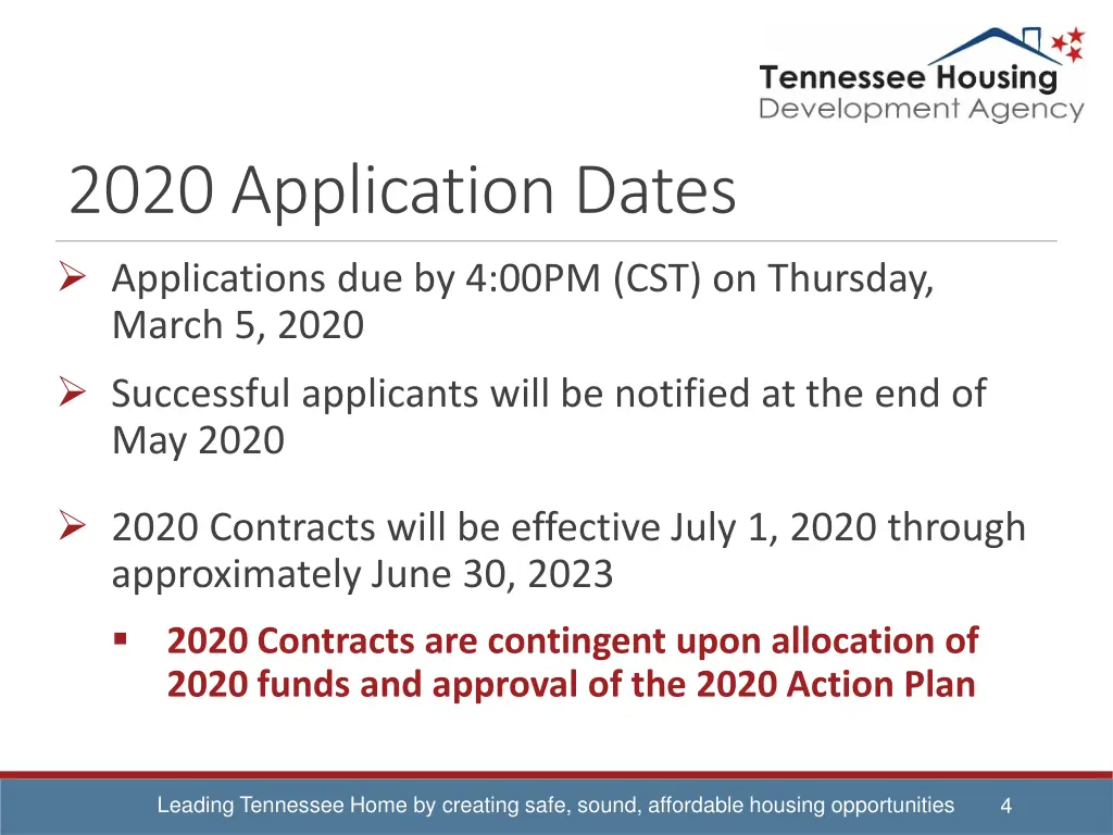 2020 application dates applications due by 4 00pm