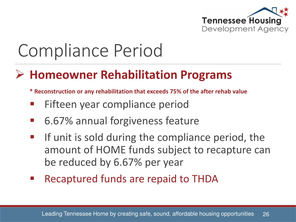 compliance period homeowner rehabilitation 1
