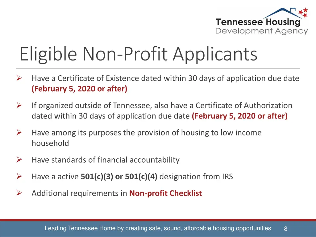eligible non profit applicants 1